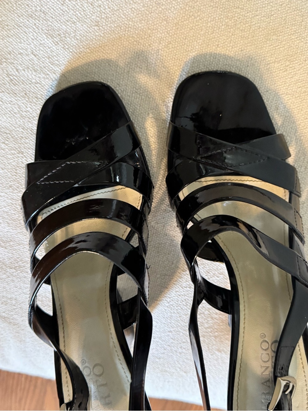 Black Patent Strappy Women's Sandals. Size 8.5